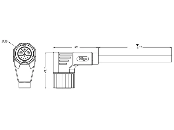 Male angled plug connector